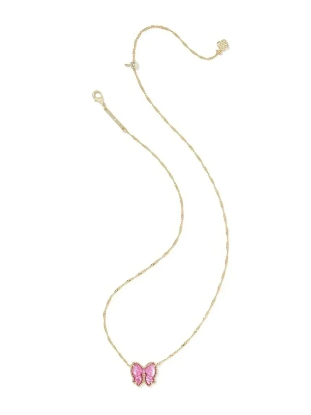 Kendra Scott Gold Necklace with Pink Butterfly Charm